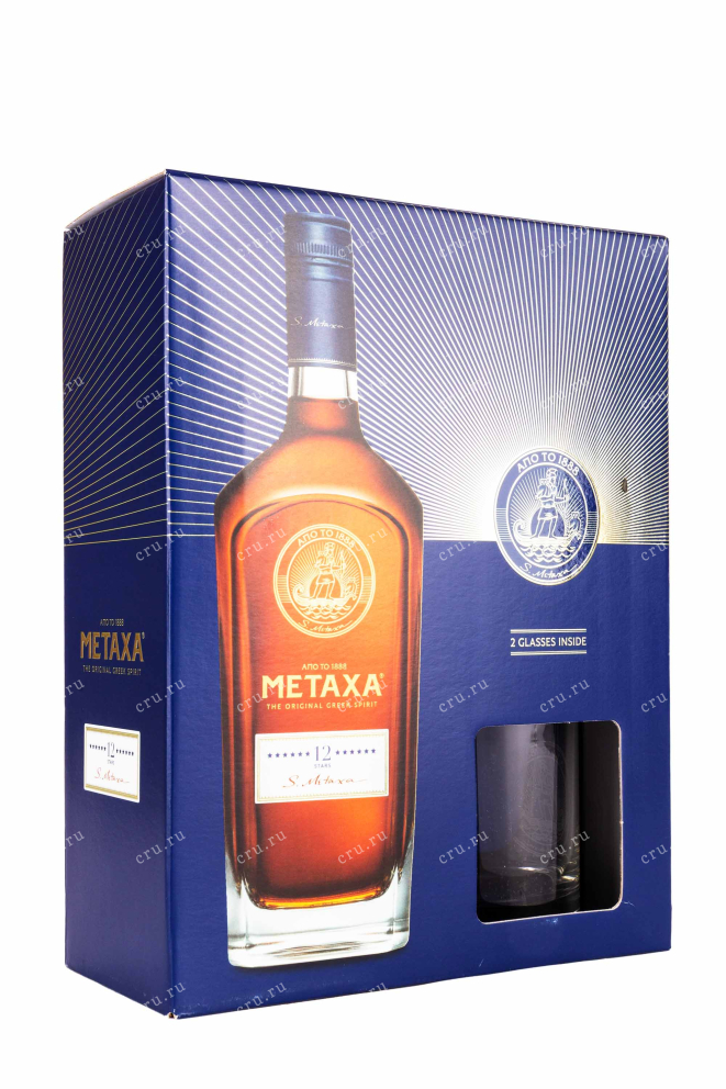 Подарочная коробка Metaxa 12 Star gift box with 2 glasses 0.7 л